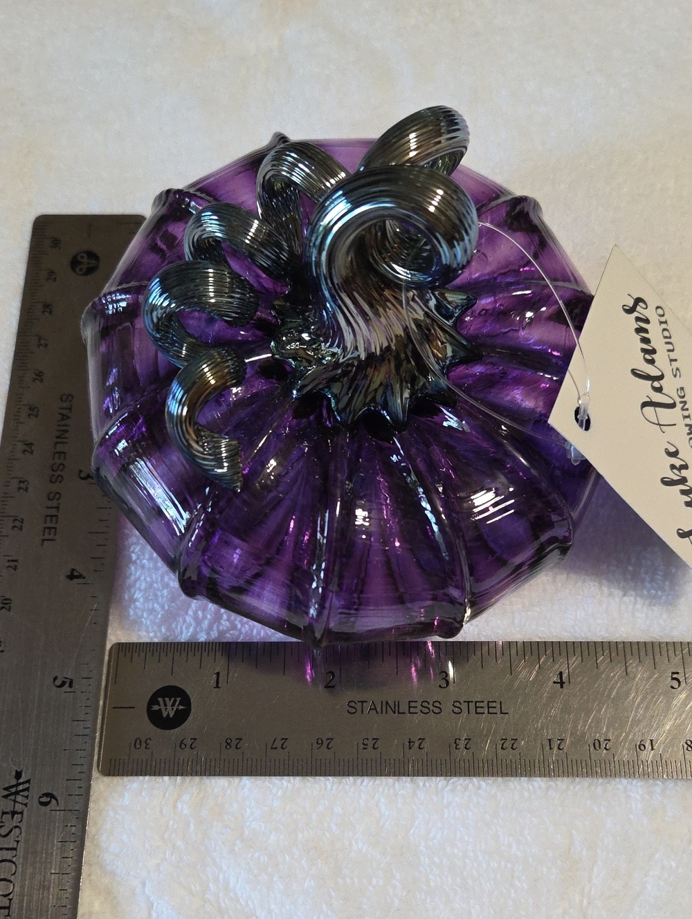 Handblown Purple Glass Pumpkin by